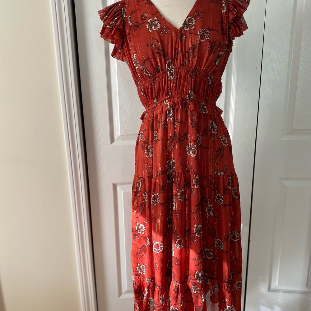Ann Taylor Women’s Shimmer Floral Flutter Sleeve dress